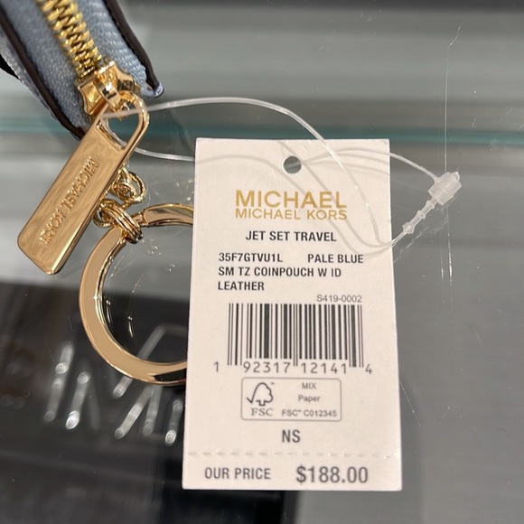 MICHAEL KORS SMALL TOP ZIP COINPOUCH WITH ID CARD CASE WALLET
PALE BLUE 
NWT - Picture 16 of 16